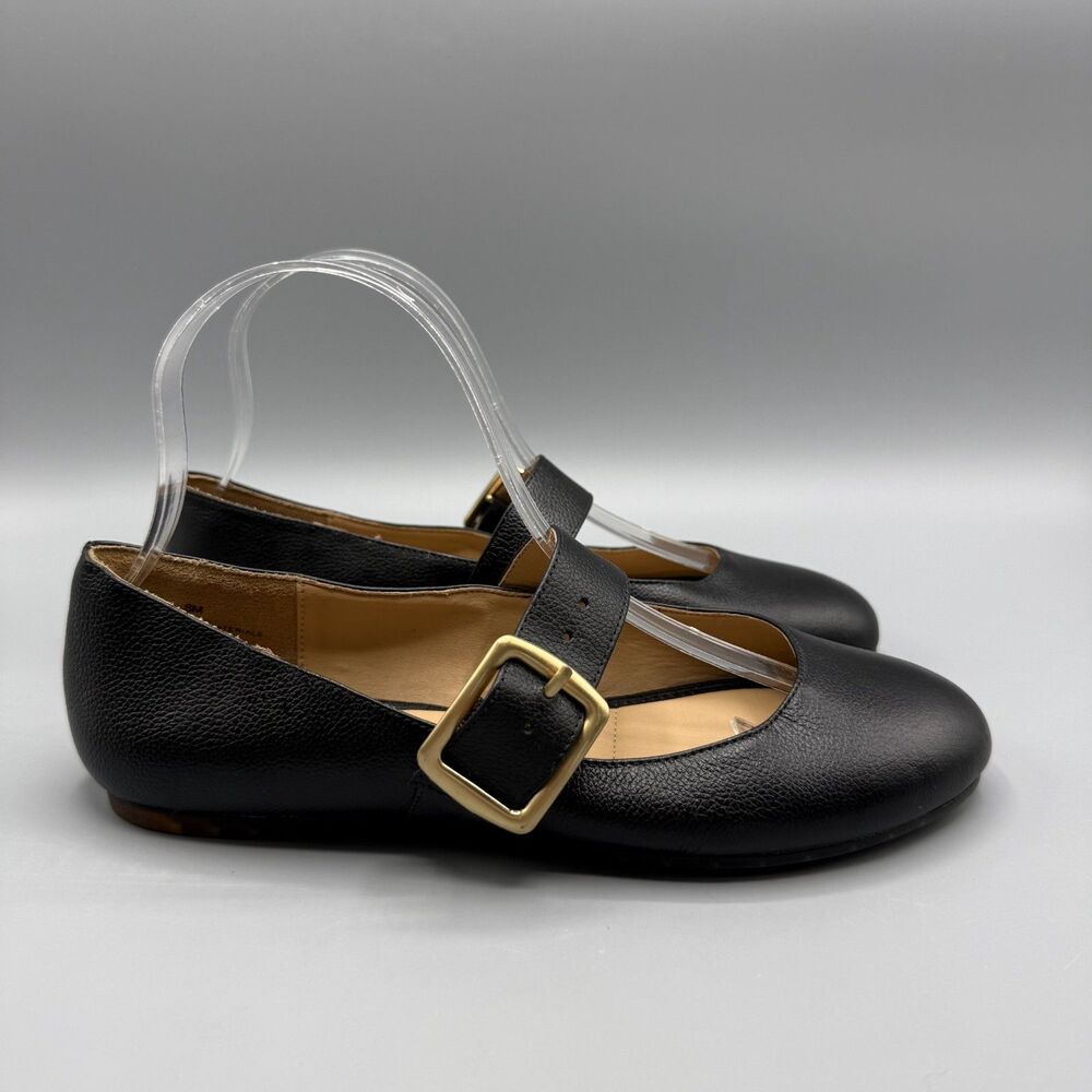Me Too Crissy Black Leather Flat Mary Janes Everyday Shoes Women Size 8M